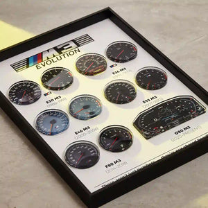 BMW M3 Dashboard Evolution 3D Framed Display - Side Profile View