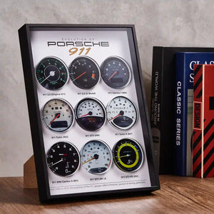 Porsche 911 Tachometer Evolution 3D Framed Display - Layered Acrylic Detail View