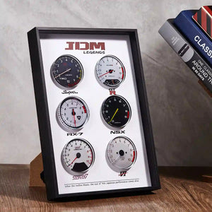 JDM Legends Tachometer Collection 3D Framed Display - Close-up of 3D Acrylic Tachometers