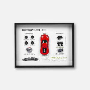Porsche 918 Spyder 3D Deconstructed Frame Wall Art - Artovelo