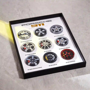 Porsche 911 Wheel Evolution 3D Framed Display - Full Display Panel View
