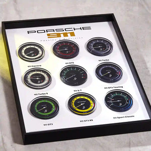 Porsche 911 Tachometer Collection 3D Framed Display - Side Profile View