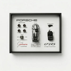 Porsche GT2 RS 3D Deconstructed Frame Wall Art Display - Artovelo
