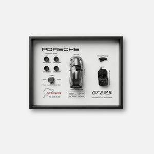 Porsche GT2 RS 3D Deconstructed Frame Wall Art - Artovelo