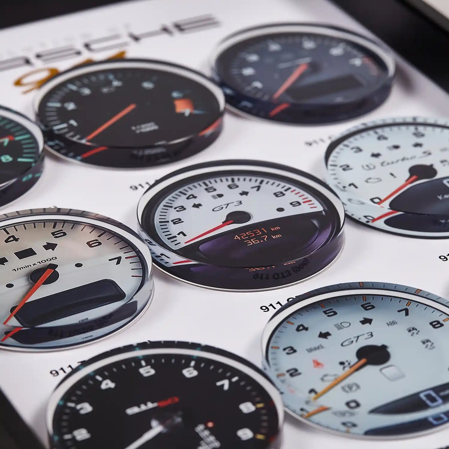 Porsche 911 Tachometer Evolution 3D Framed Display - Full Display Panel View