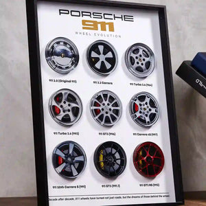 Porsche 911 Wheel Evolution 3D Framed Display - Frame and Mounting Detail