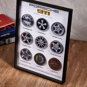 Porsche 911 Wheel Evolution 3D Framed Display - Close-up of 3D Acrylic Layers