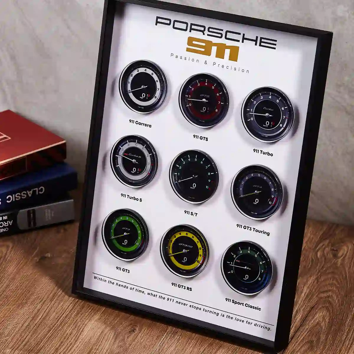 Porsche 911 Tachometer Collection 3D Framed Display - Full Display Panel View