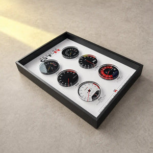 Nissan Skyline GT-R Tachometer Evolution 3D Framed Display — warm directional lighting revealing the depth between layers