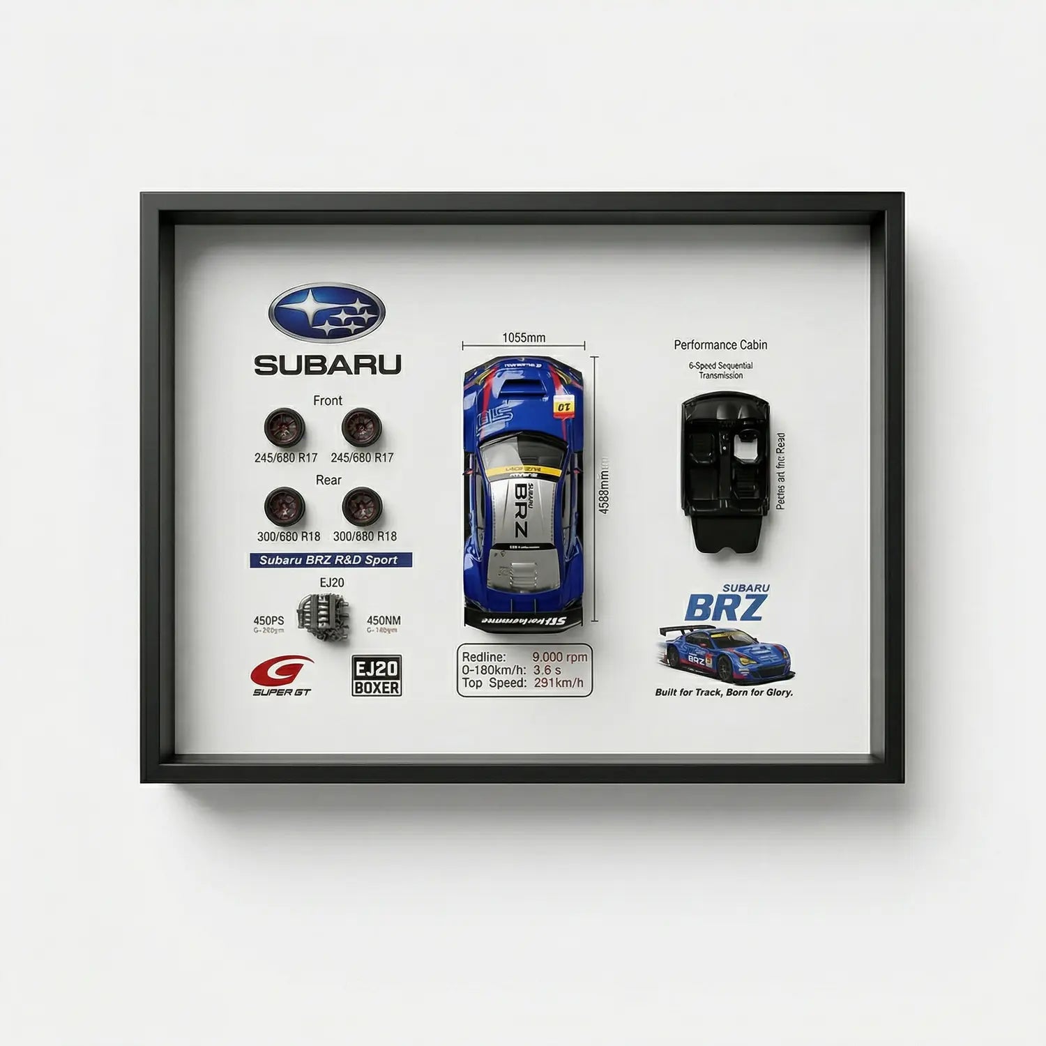 Subaru BRZ Super GT 3D Deconstructed Frame Wall Art - Artovelo